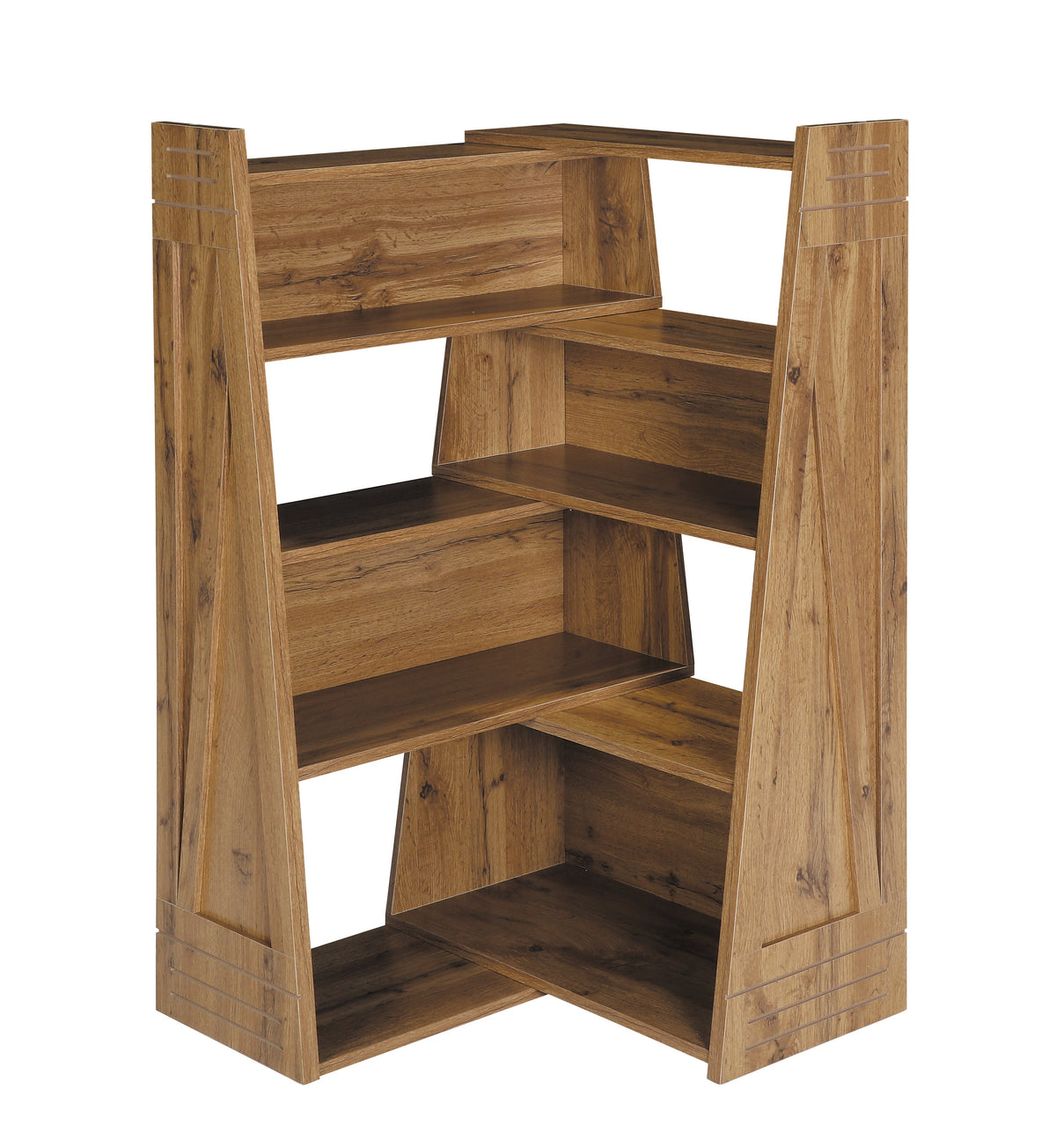 Foldable Bookshelf with Modular Convertible Design - Natural Veneer