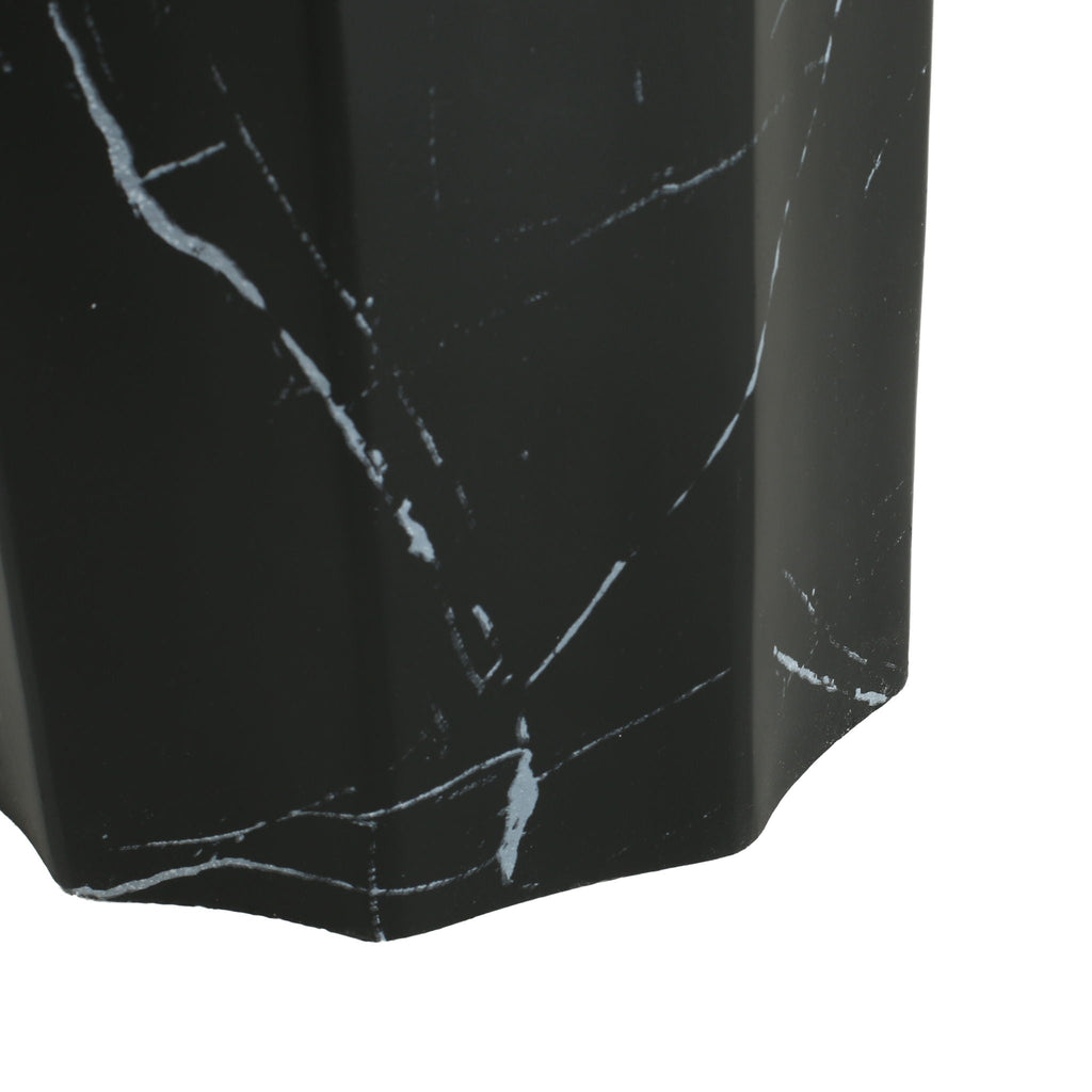 Outdoor Lightweight Concrete Side Table with Marble Effect - Black