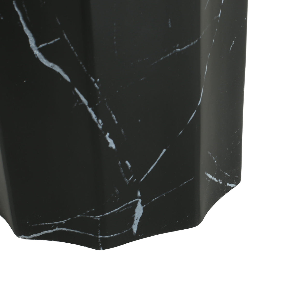 Outdoor Lightweight Concrete Side Table with Marble Effect - Black
