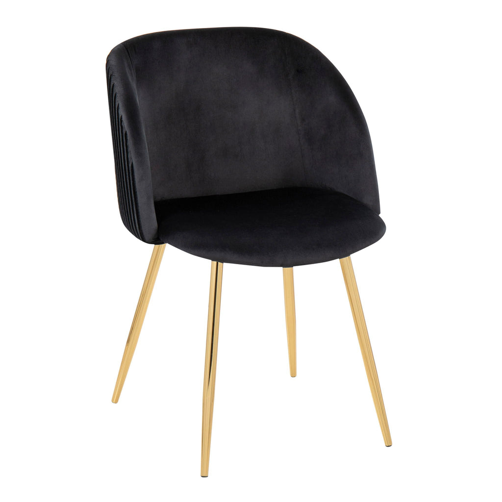 Pleated Waves Contemporary Chair Set of 2 with Metal Legs - Black, Gray, or Pearl Silver