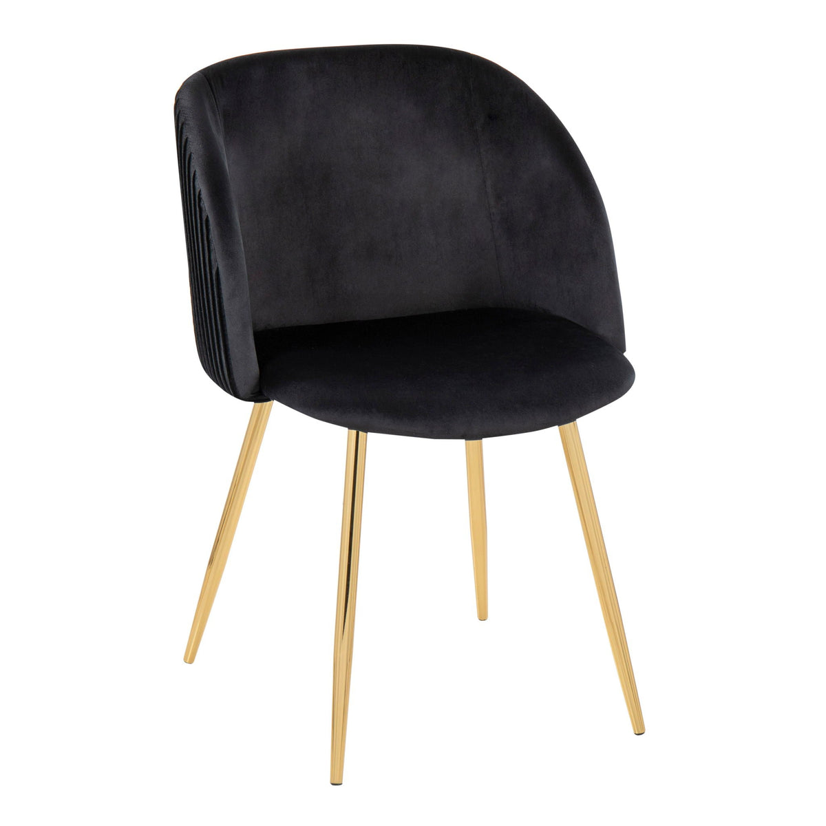 Pleated Waves Contemporary Chair Set of 2 with Metal Legs - Black, Gray, or Pearl Silver