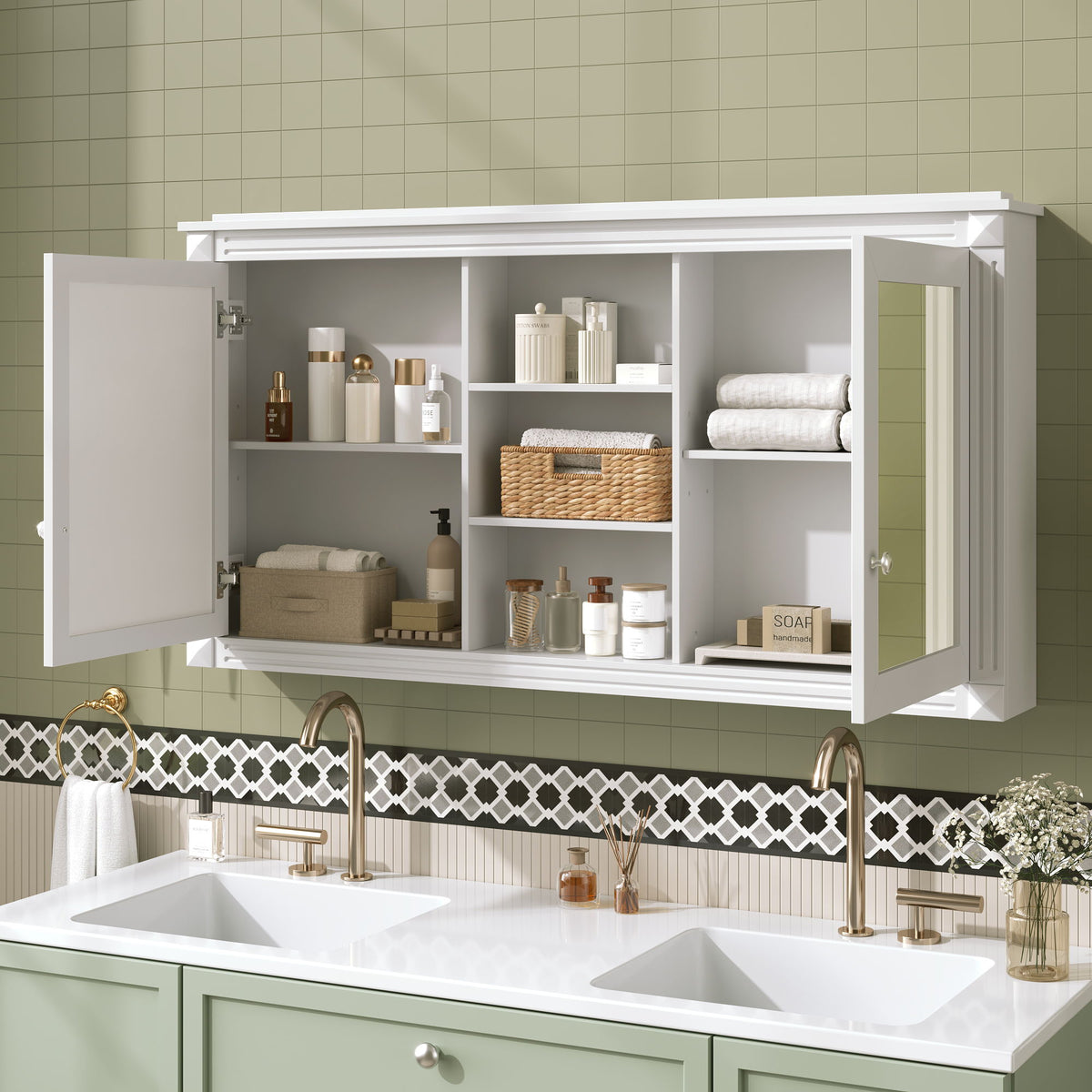Modern Wall-Mount 2 In 1 Mirror Cabinet