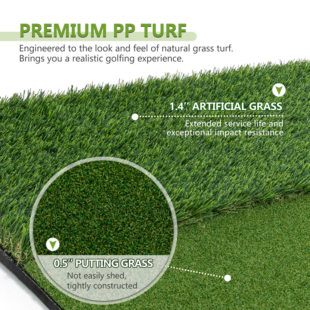 5'x4' Golf Hitting Mat with Cross Stance Guide - Green