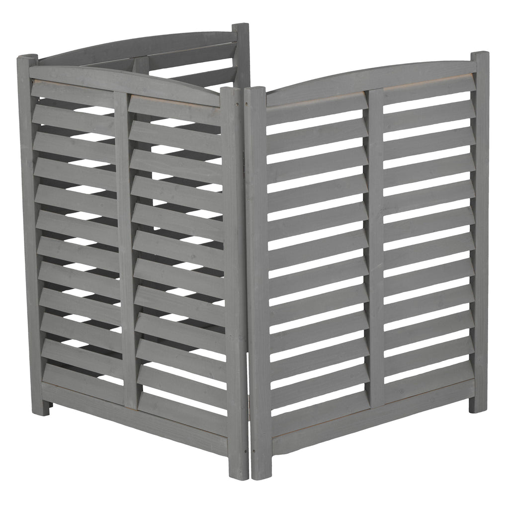 3 Panel Outdoor Wooden Air Conditioner Fence with Privacy Screen - Light Brown or Dark Gray