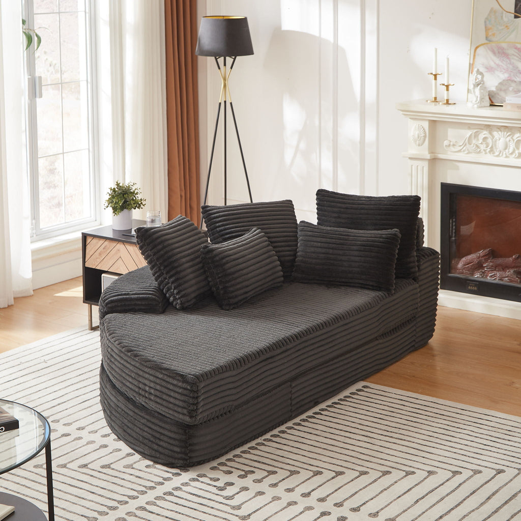 Semi Circular 2-in-1 Sofa Bed with Neck Pillow and Throw Pillows – Multiple Colors