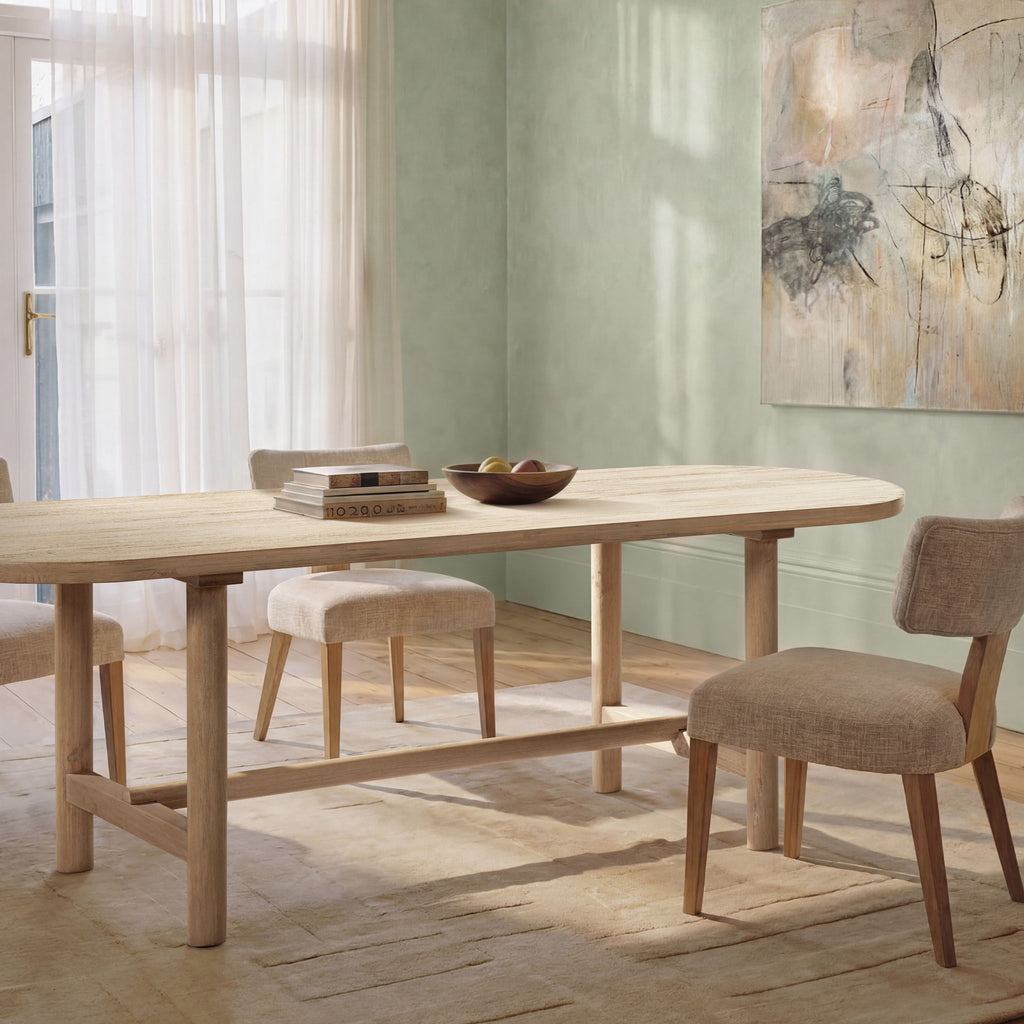 8-Seat Oval Dining Table with Reclaimed Pine - Natural