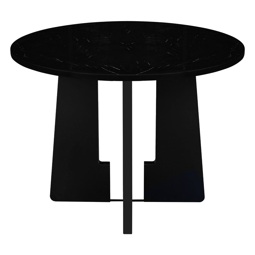 5 Piece Round Dining Table Set with Upholstered Chairs - Black or White