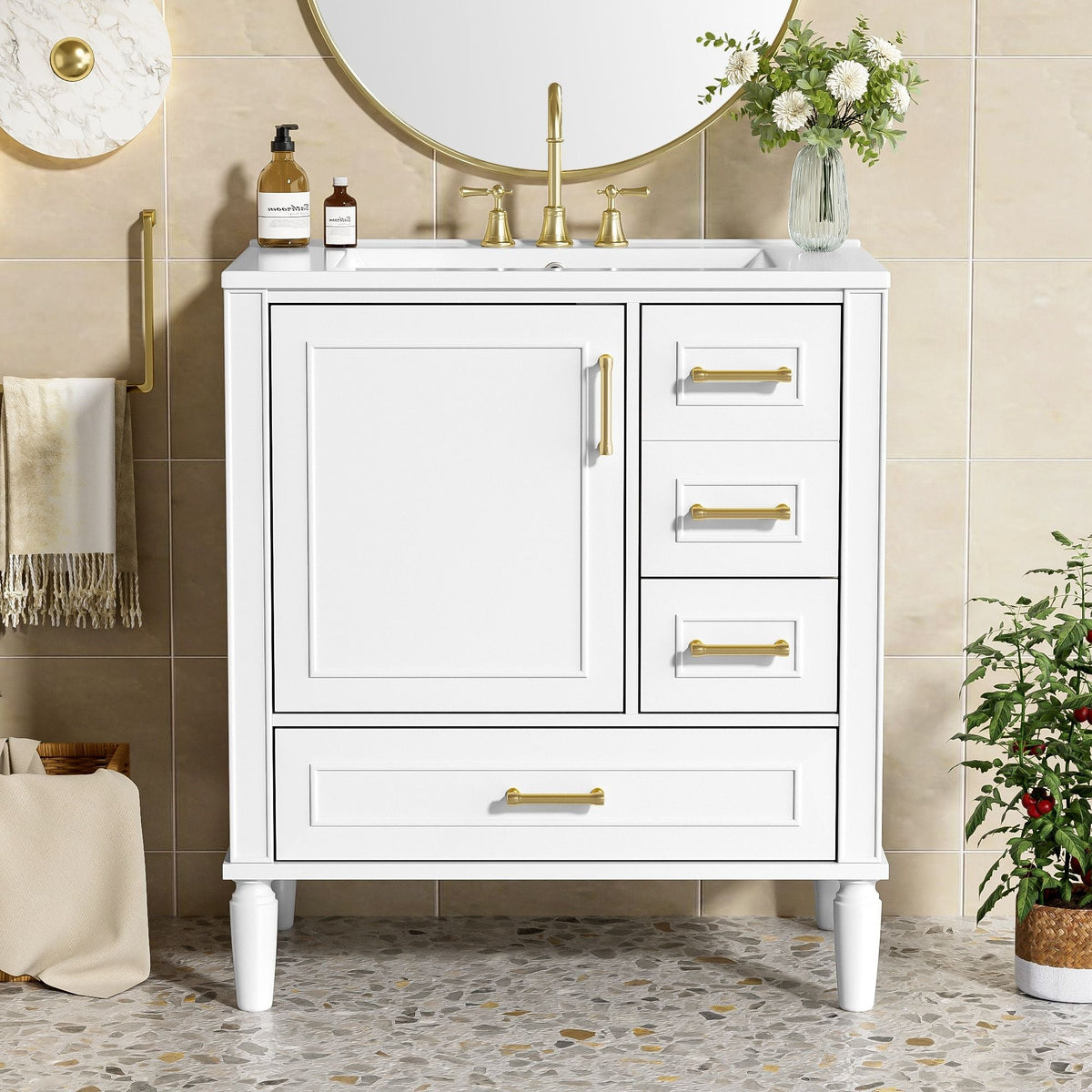 Traditional Bathroom Vanity Set with Soft Close Doors - Multiple Colors