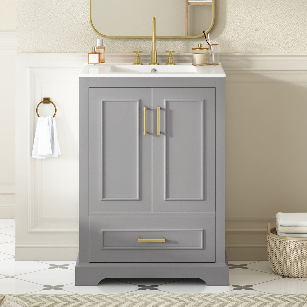 Bathroom Vanity with Sink and Soft Close Doors - White, Black, Green, or Gray