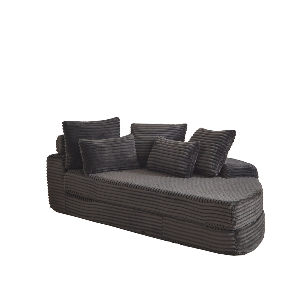 Semi Circular 2 In 1 Sofa Bed with Neck Pillow - Beige, Black, or Dark Green