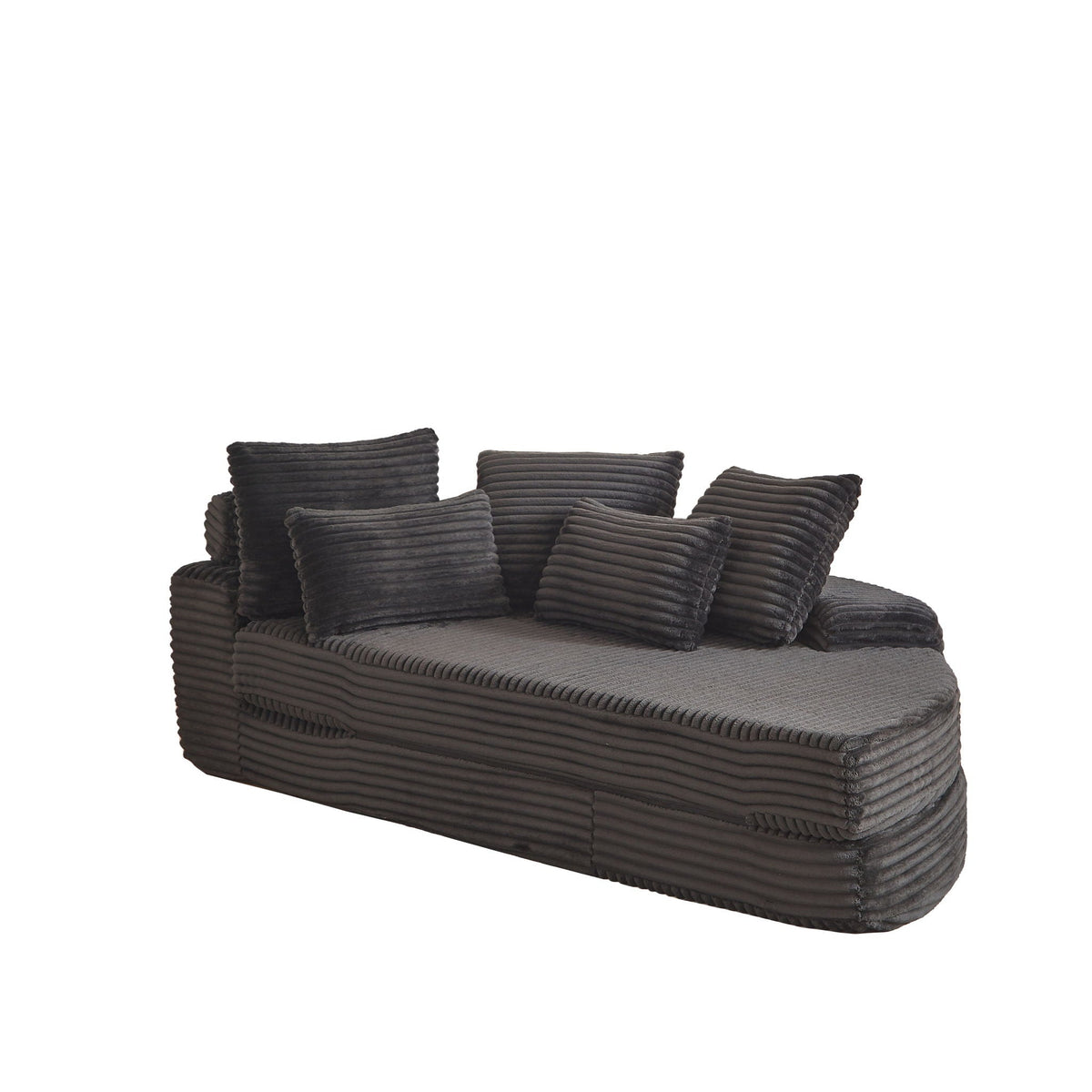 Semi Circular 2 In 1 Sofa Bed with Neck Pillow - Beige, Black, or Dark Green