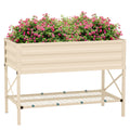 Galvanized Steel Raised Garden Bed with Bottom Shelf - Silver