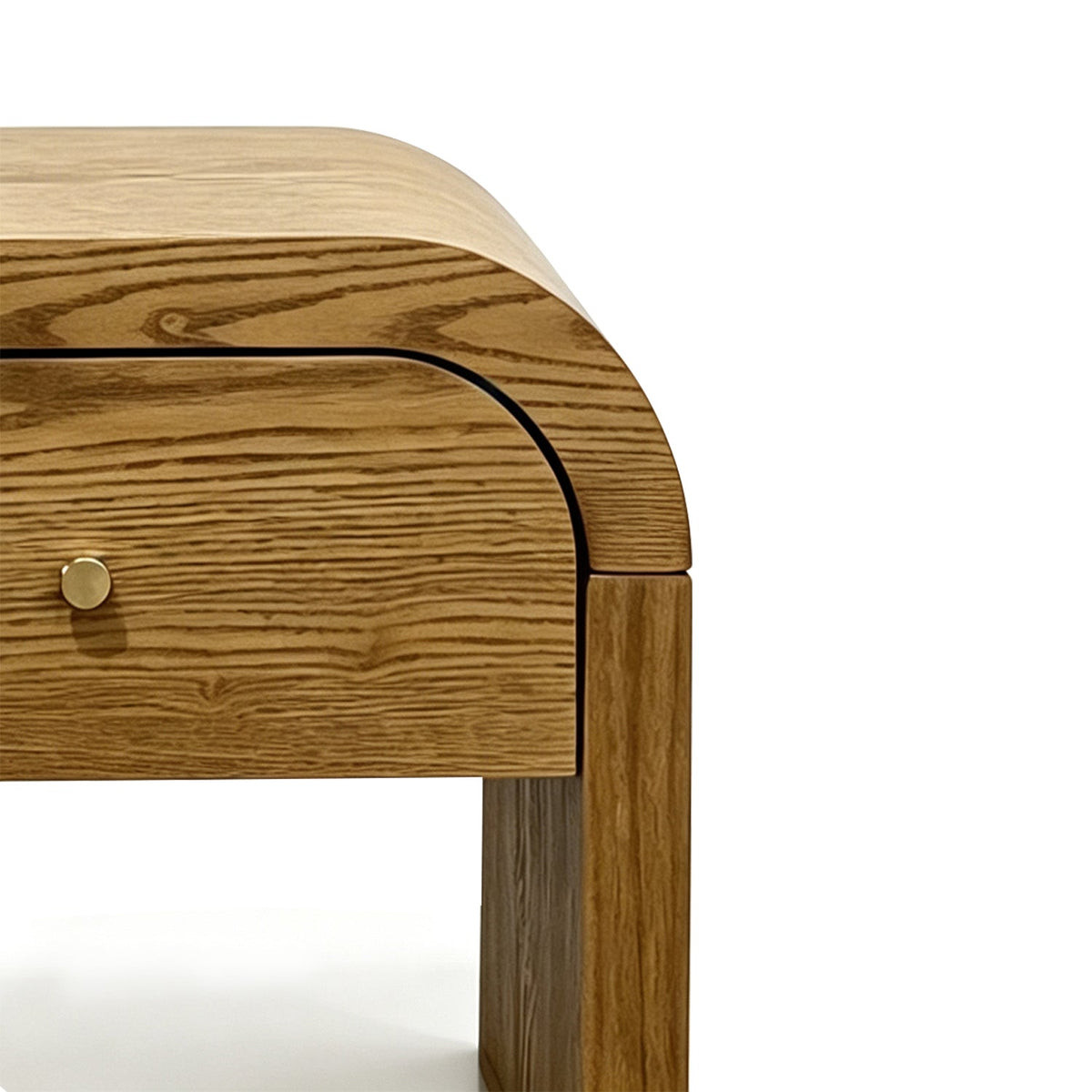 Curved Table with Minimalist Design and Storage - Walnut Brown or Black