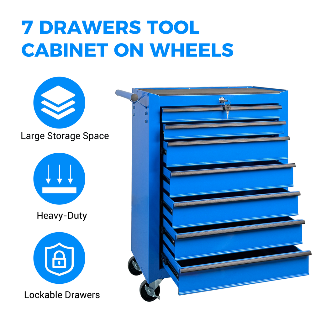Rolling Metal Tool Chest with 7 Drawers - 20" Steel Cabinet