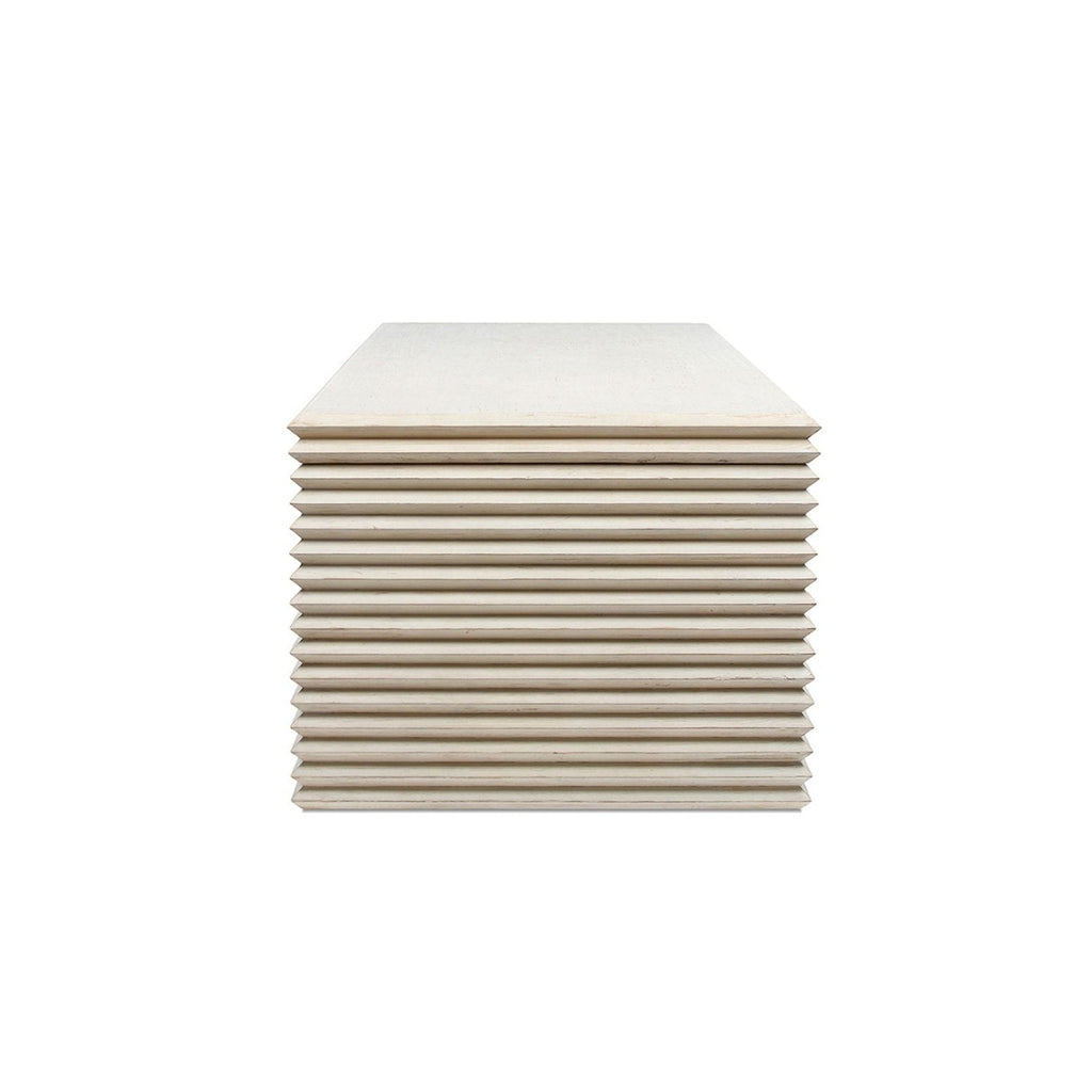 Geometric Waterfall Dining Table with Sculptural Base - White