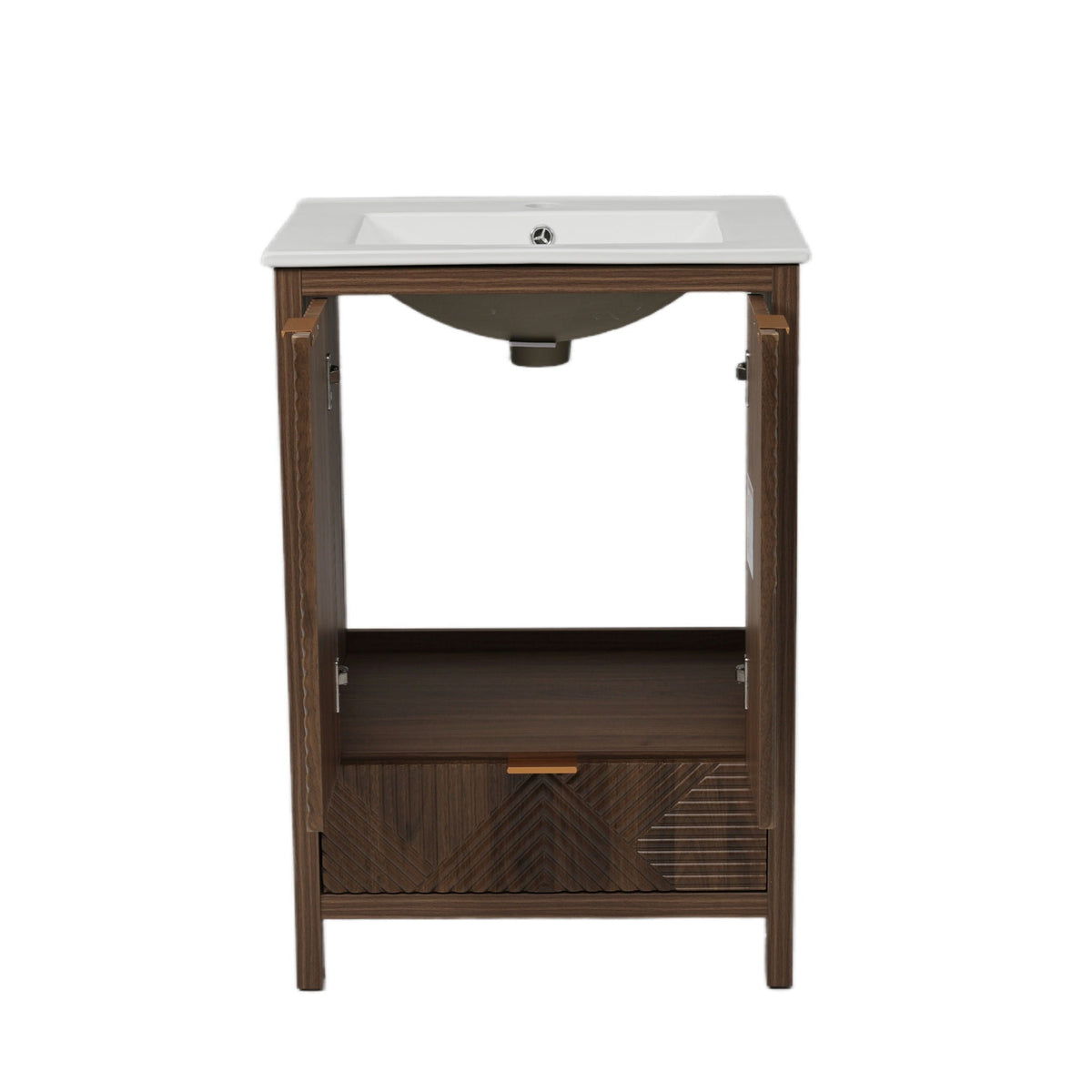Modern Bathroom Vanity with Sink Combo – Compact Storage - Dark Brown or White