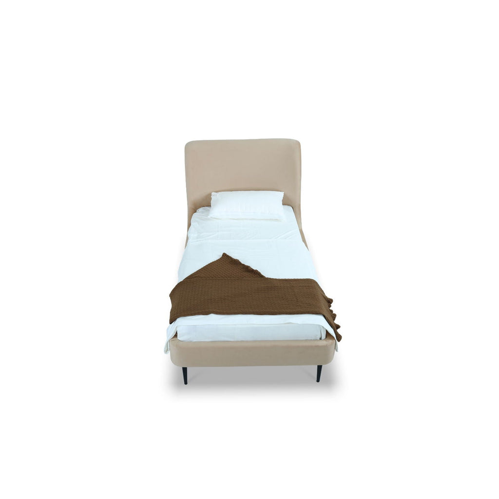 Heather Upholstered Bed with Curved Headboard - Multiple Colors