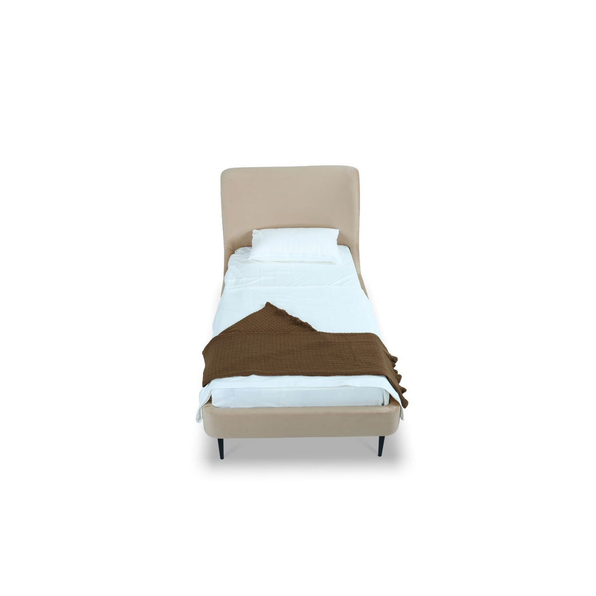 Heather Upholstered Bed with Curved Headboard - Multiple Colors