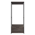 Dark Brown Walk-In Closet with Three Drawers and Shelf - Spacious, Eco-Friendly Storage