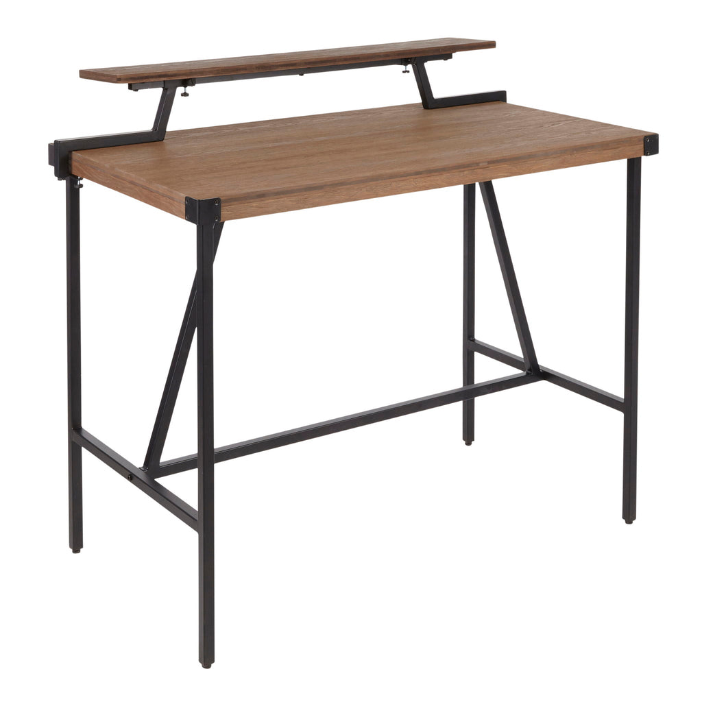 Industrial Counter Table with Metal Frame - Black or Dark Brown