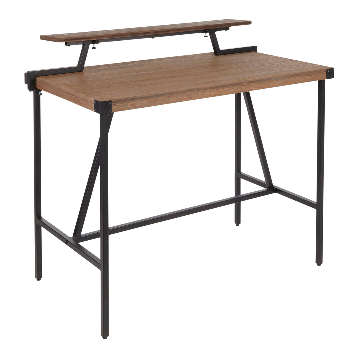 Industrial Counter Table with Metal Frame - Black or Dark Brown
