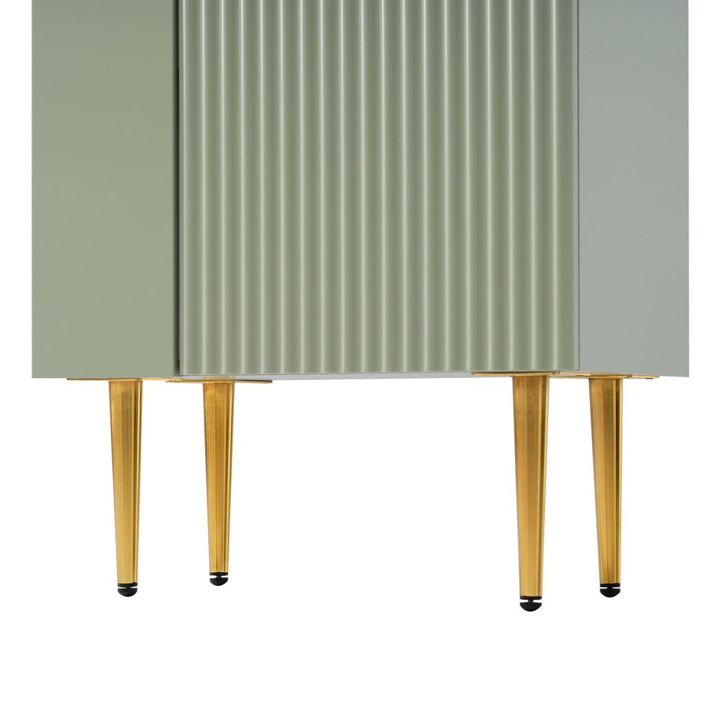 Bathroom Vanity with Single Ceramic Sink and Side Storage - Multiple Colors