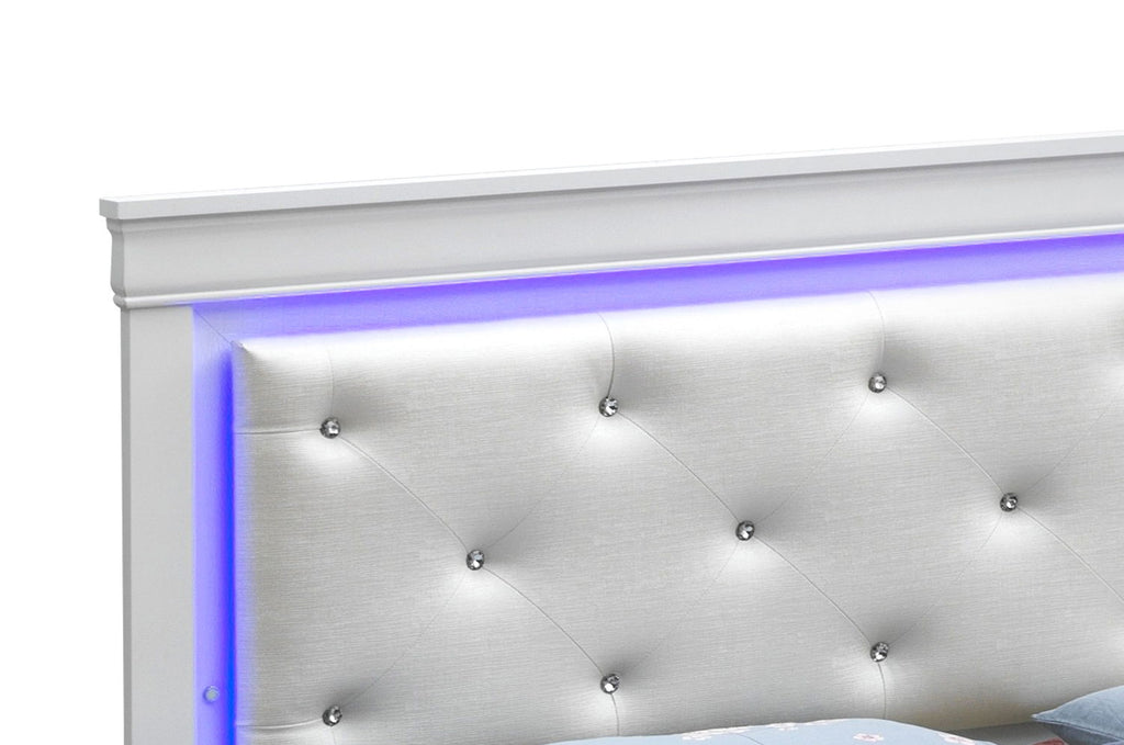 LED Upholstered Bed with Jewel Tufted Headboard - Multiple Colors