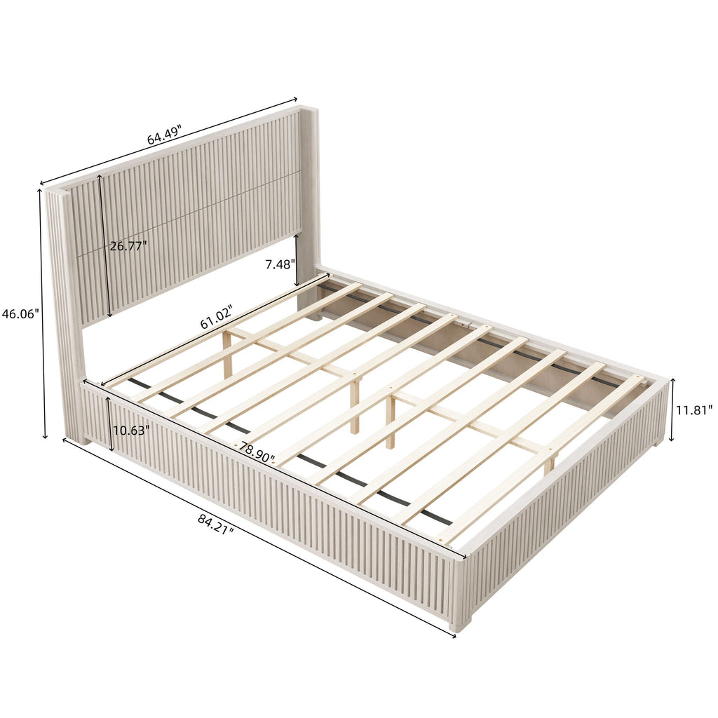 Platform Bed Frame with Headboard, Floor Standing Design - Queen & King