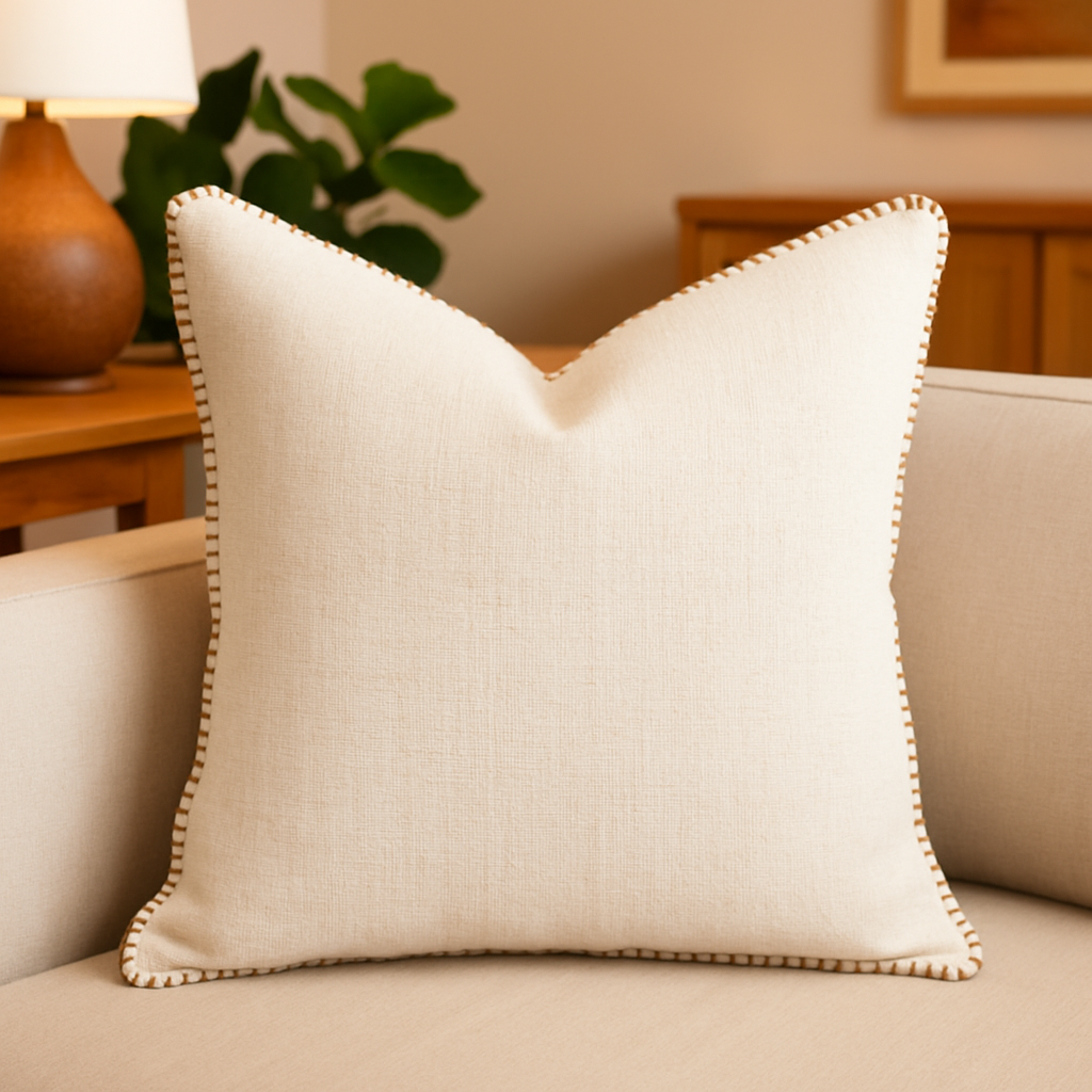 Decorative Blanket with Plush Fill - Ivory