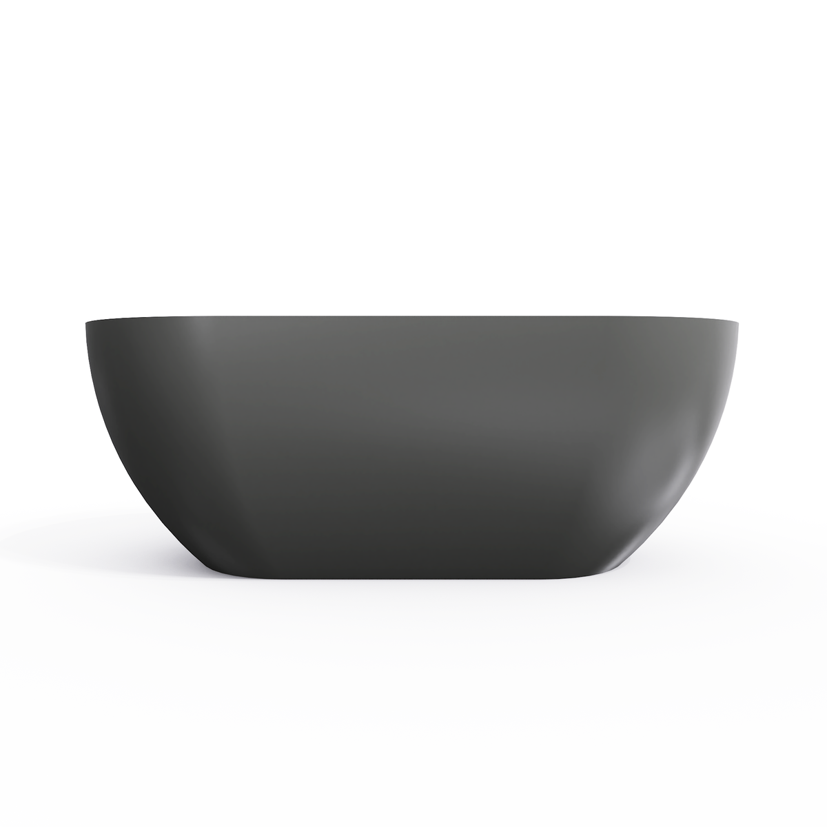 59 Inch Solid Surface Oval Freestanding Bathtub with Modern Oval Design - Dark Grey or Black