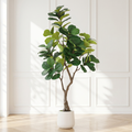 6FT Artificial Fiddle Leaf Fig Tree with White Decorative Pot - Green Leaves