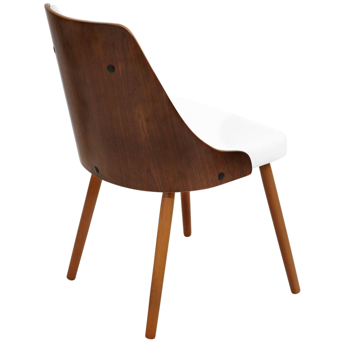 Contemporary Dining Side Chair with Bent Wood Frame - White