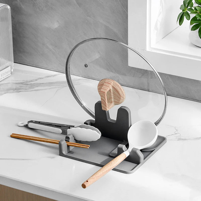 Silicone Pot Lid Rack, Kitchen Storage Rack, Pot Lid, Soup Spoon Pad, Seated Spatula Rack, Household Storage Rack