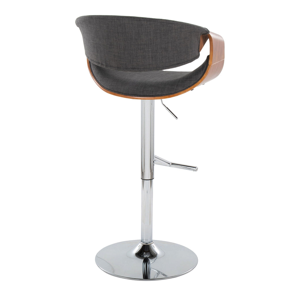 Mid Century Modern Adjustable Barstool with Swivel and T Footrest - Multiple Colors