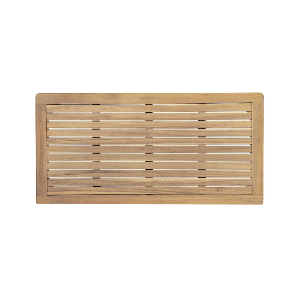 Outdoor Acacia Wood Loveseat with Coffee Table - Light Teak Frame