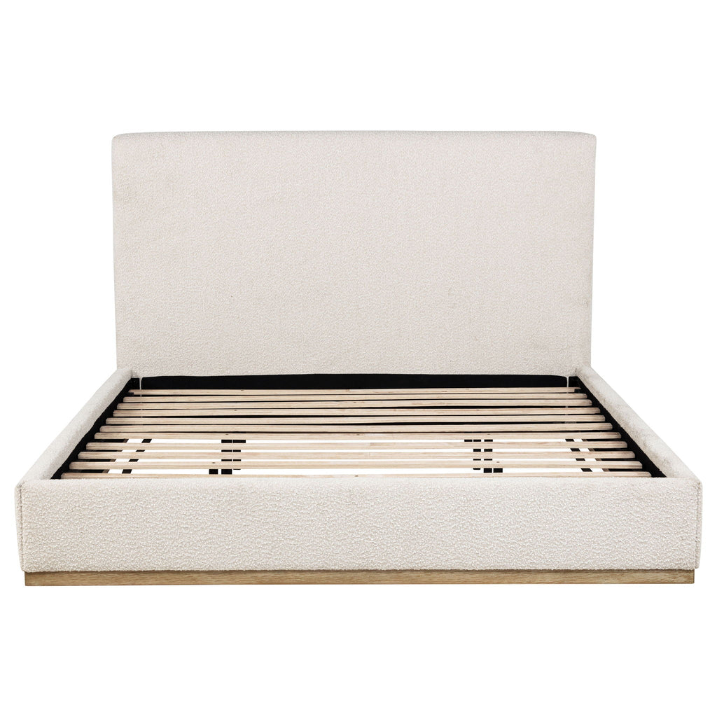 Eastern King Platform Bed with Elevated Headboard - Cream