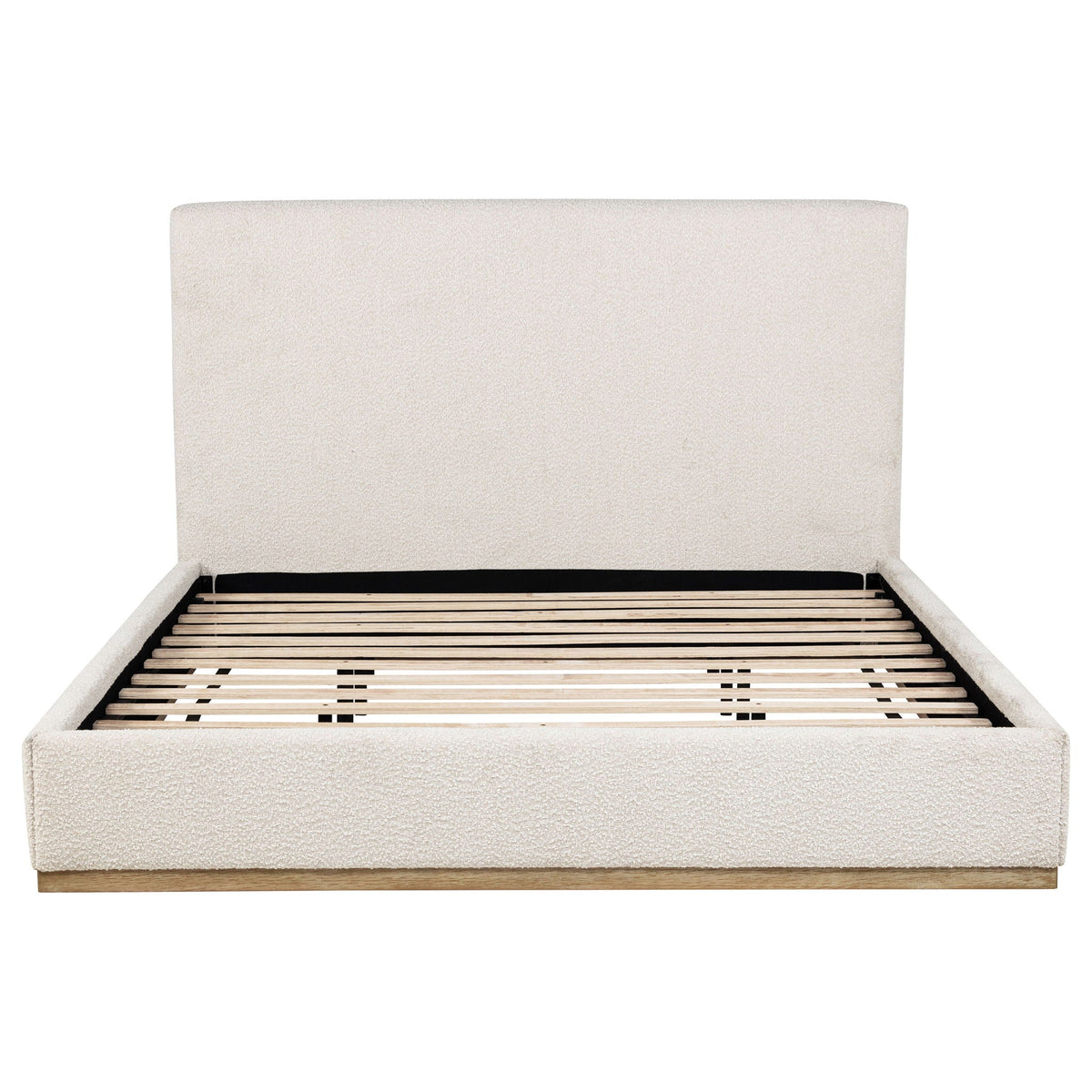 Eastern King Platform Bed with Elevated Headboard - Cream