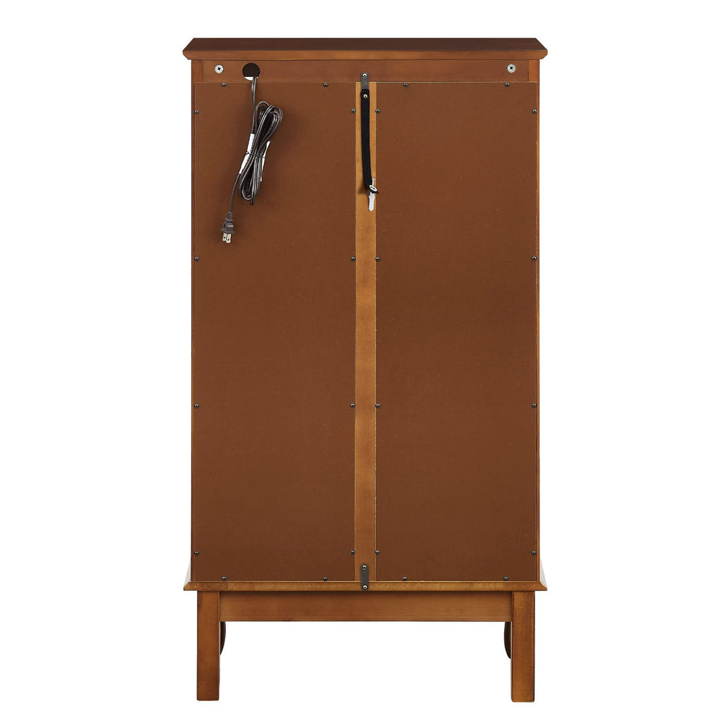Lighted Curio Display Cabinet with Adjustable Shelves - Light Brown, Dark Brown, Dark Red