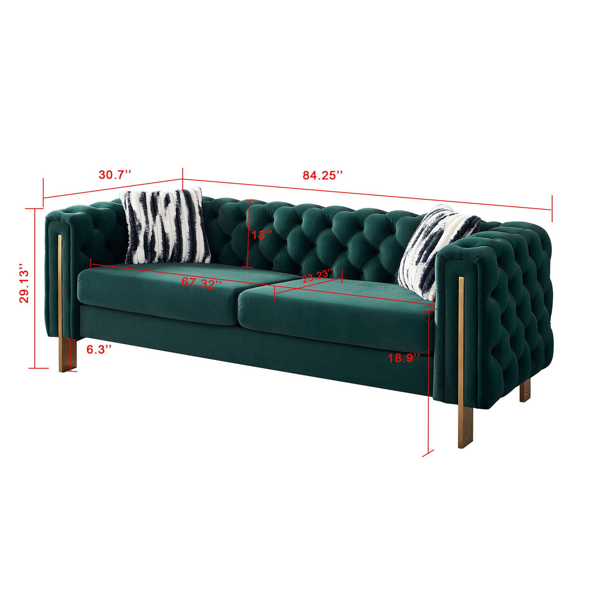 Modern Tufted Living Room Sofa with Button Detail - 84.25" Wide, Multiple Colors