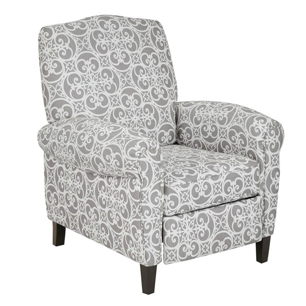 Kirby Transitional Push Back Recliner Chair with Solid Wood Frame - Blue or Gray