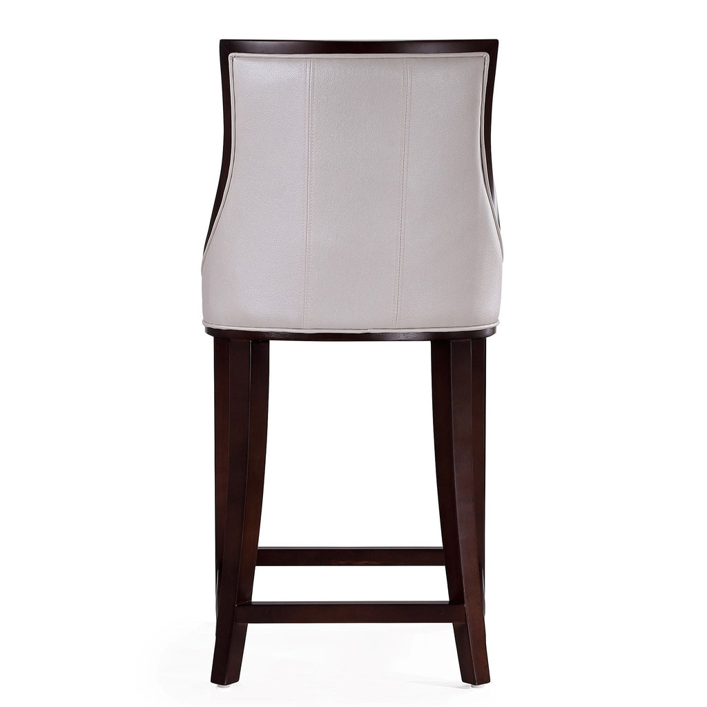 White Bar Height Stool with Solid Wood Frame - Traditional Design