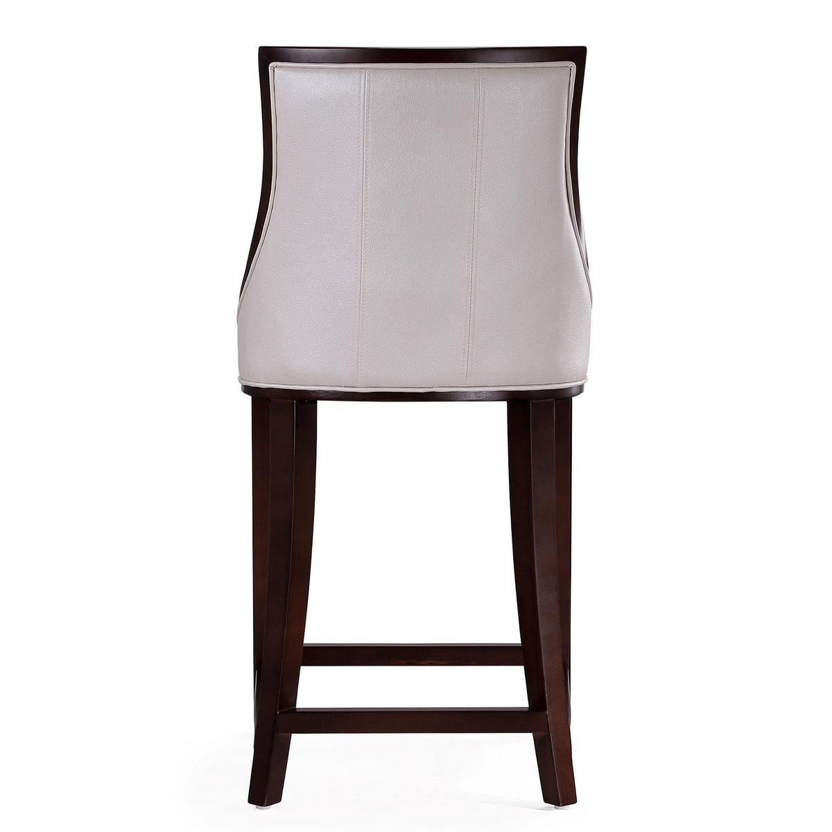 White Bar Height Stool with Solid Wood Frame - Traditional Design