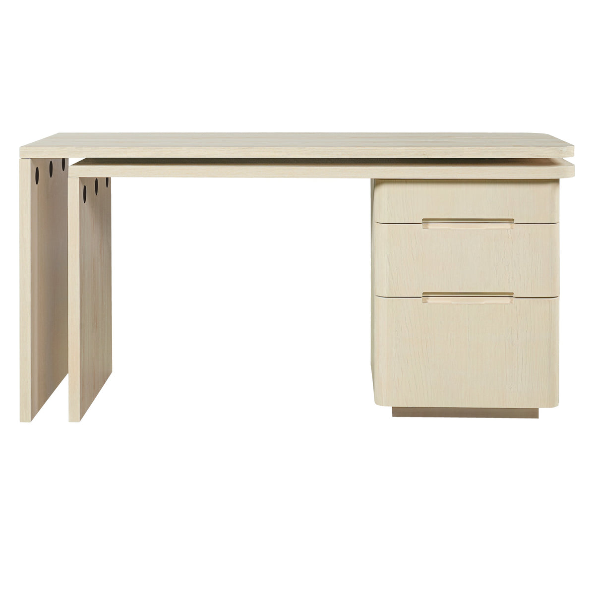 90" Modern L Shaped Desk with Rotating Design - Natural Wood or Walnut
