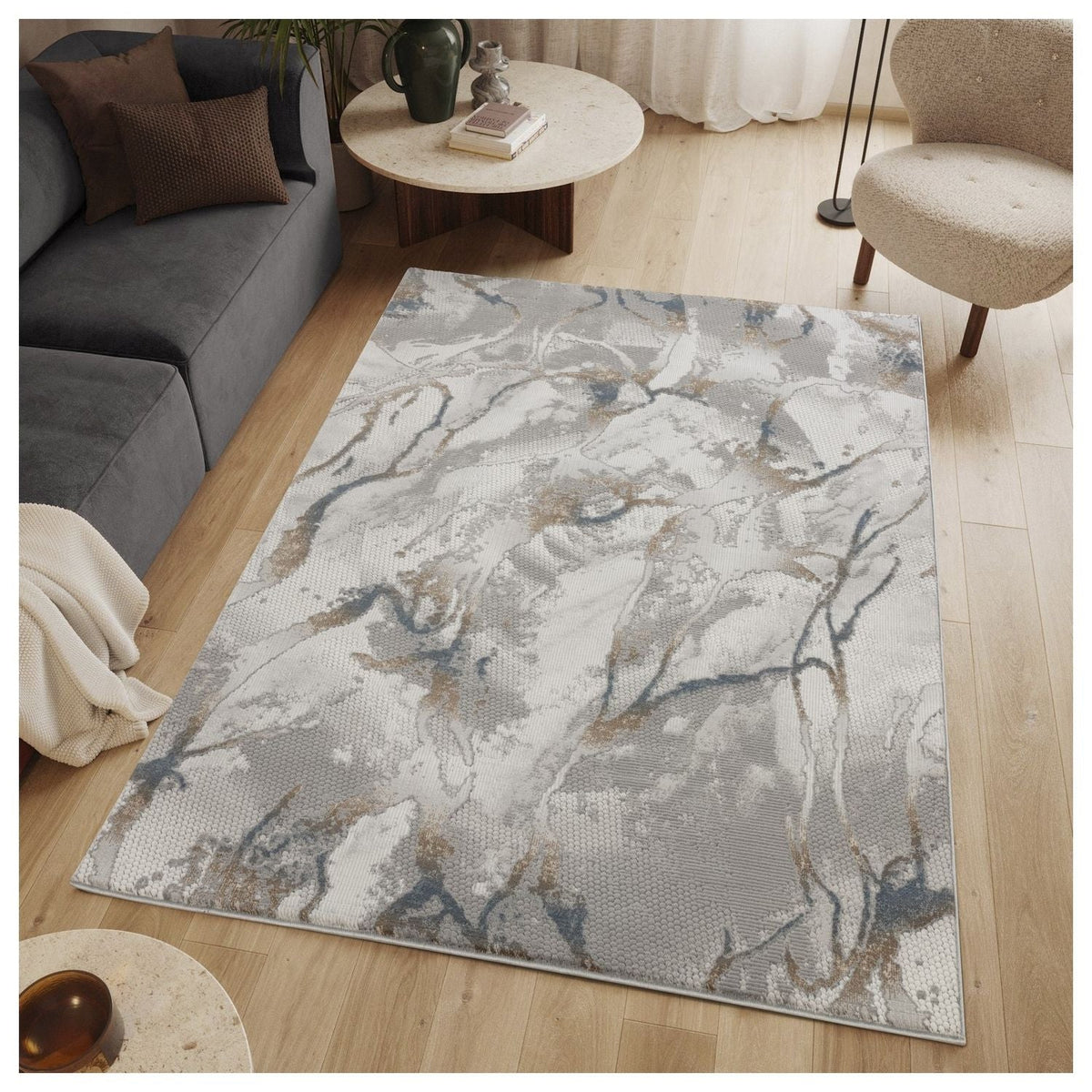 Geometrix Area Rug with 3D Effect - Gray