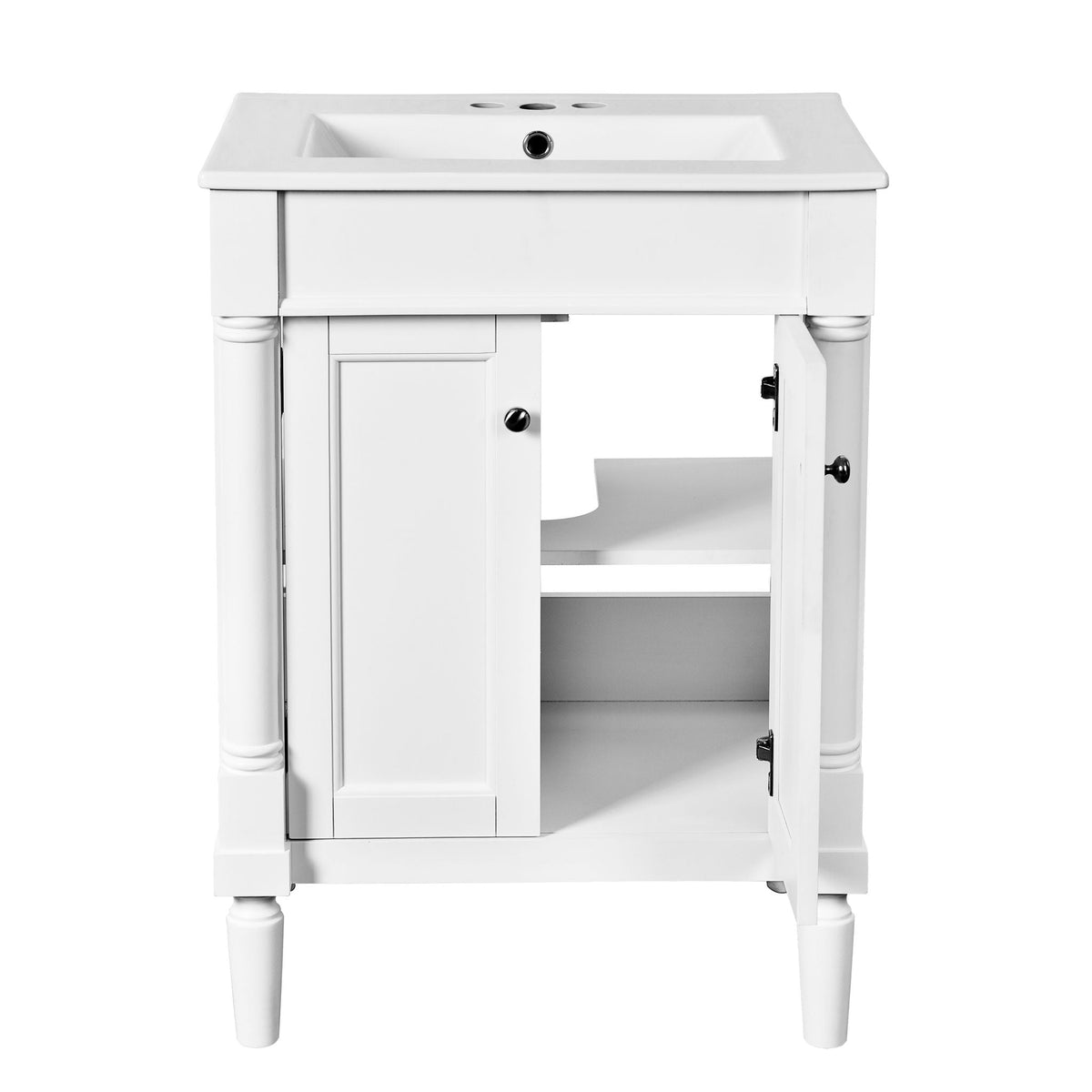 Bathroom Vanity With Top Sink and Two-Tier Storage Cabinet - Multiple Colors