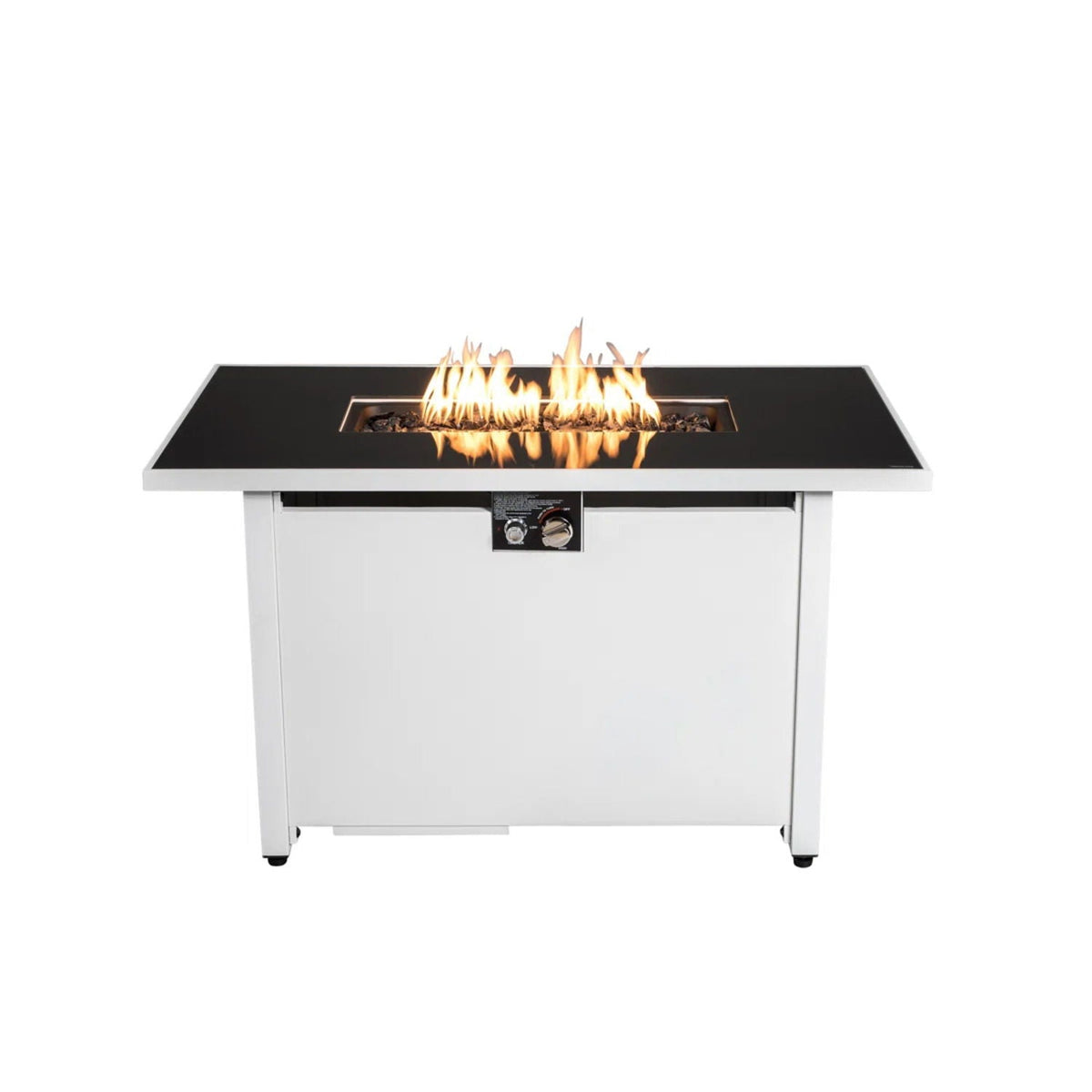Outdoor 43" Rectangular Fire Pit Table with Adjustable Flame Control - White