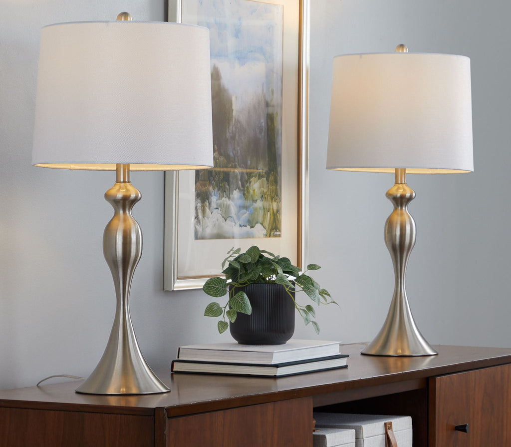 Ashland Contemporary Table Lamp Set with Double-Layer Shade - Multiple Colors
