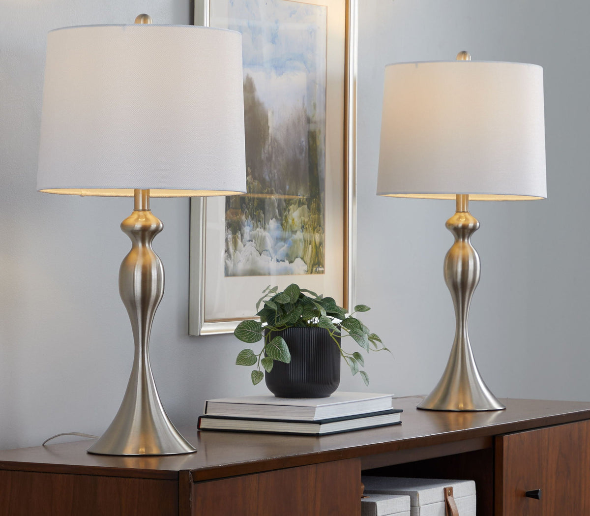 Ashland Contemporary Table Lamp Set with Double-Layer Shade - Multiple Colors
