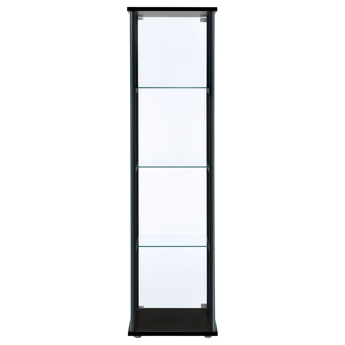 Cyclamen 4-shelf Clear Glass Curio Display Cabinet Black