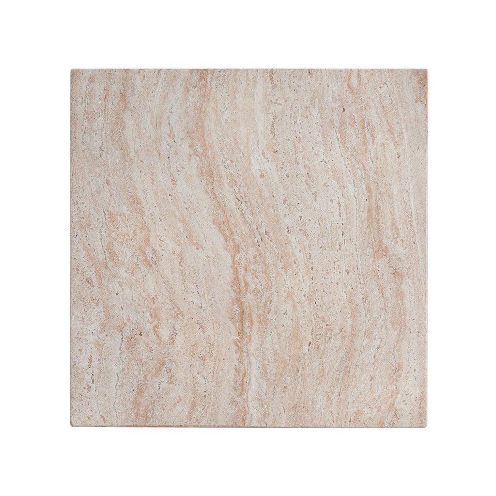 Square Lightweight Side Table with Travertine Finish - Gray or Beige